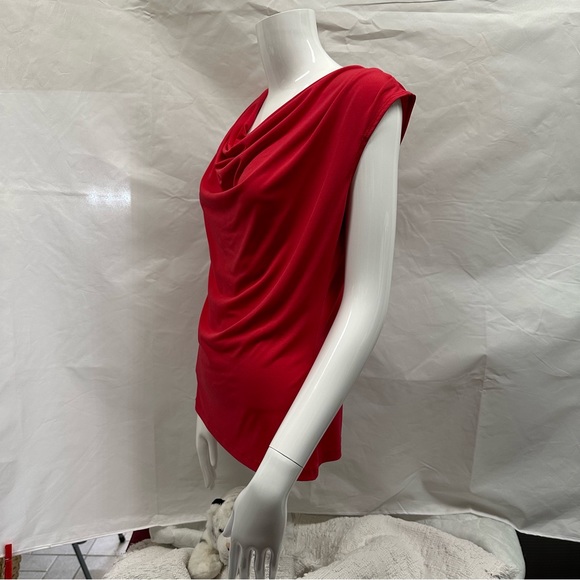 Sleeveless Red Drape Top women’s size S - Picture 4 of 6